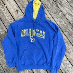 University of Delaware Colosseum Blue and Yellow Athletic Hoodie